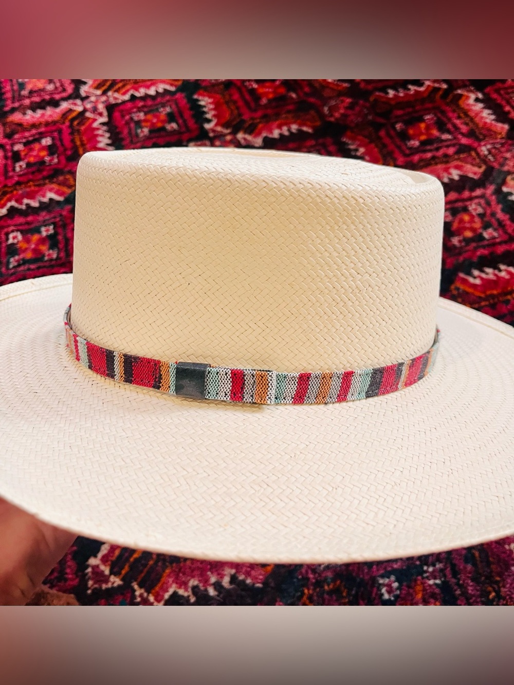 Dorfman Pacific Neutral Straw Hat with Multicolor Band